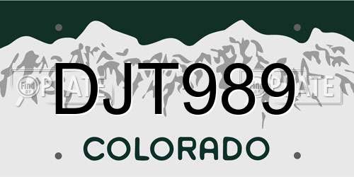 DJT989 Colorado License Plate
