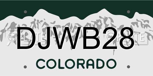 DJWB28 Colorado License Plate