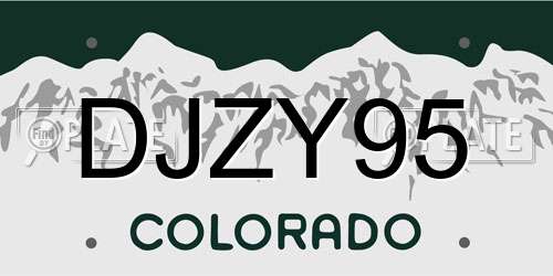 DJZY95 Colorado License Plate