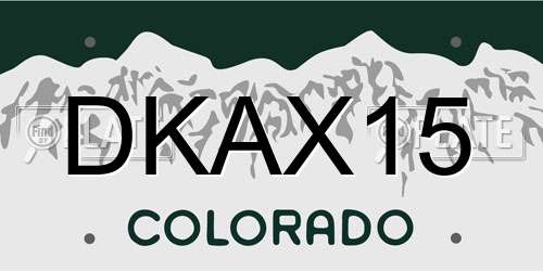 DKAX15 Colorado License Plate