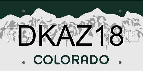 DKAZ18 Colorado License Plate