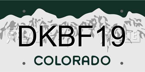 DKBF19 Colorado License Plate