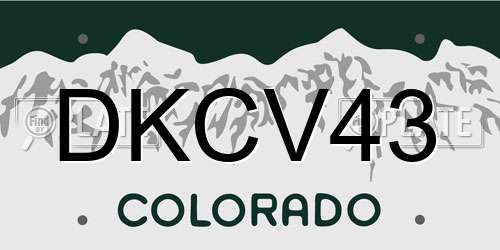 DKCV43 Colorado License Plate
