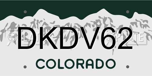 DKDV62 Colorado License Plate