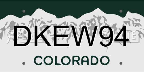 DKEW94 Colorado License Plate
