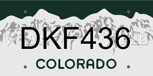 DKF436 Colorado License Plate