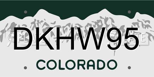 DKHW95 Colorado License Plate