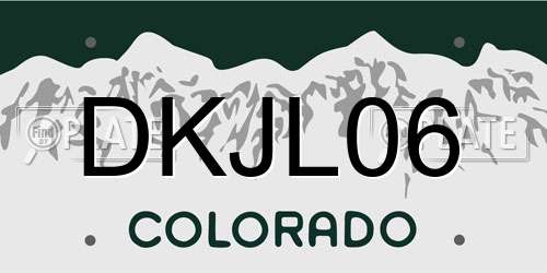 DKJL06 Colorado License Plate