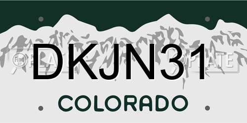 DKJN31 Colorado License Plate