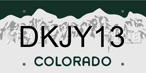 DKJY13 Colorado License Plate