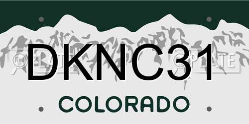 DKNC31 Colorado License Plate