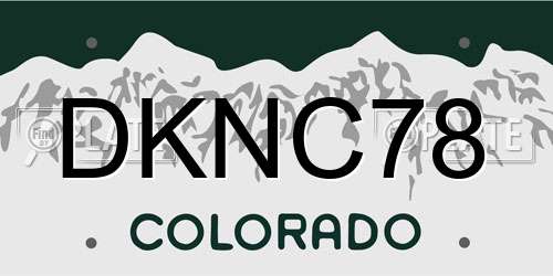 DKNC78 Colorado License Plate