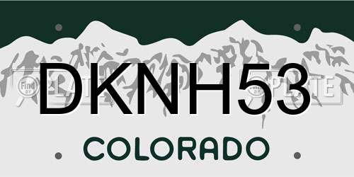 DKNH53 Colorado License Plate