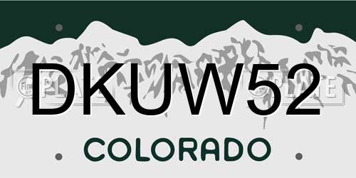 DKUW52 Colorado License Plate