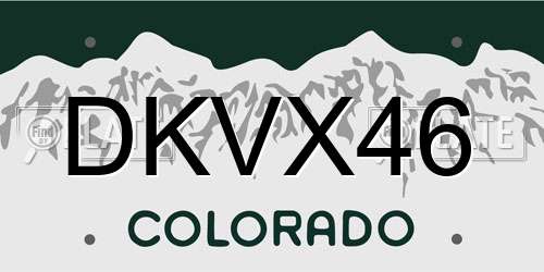 DKVX46 Colorado License Plate