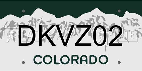 DKVZ02 Colorado License Plate