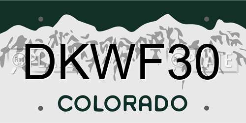 DKWF30 Colorado License Plate