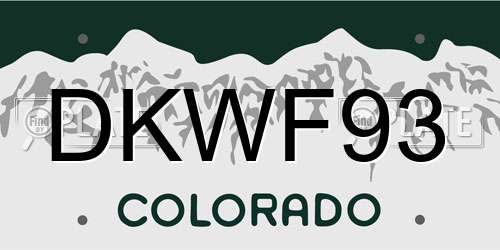 DKWF93 Colorado License Plate