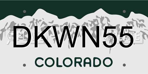 DKWN55 Colorado License Plate