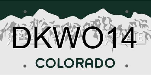 DKWO14 Colorado License Plate
