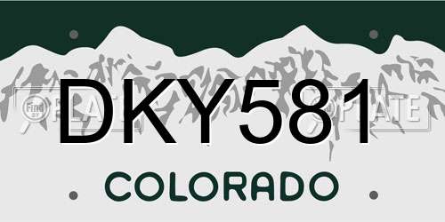 DKY581 Colorado License Plate