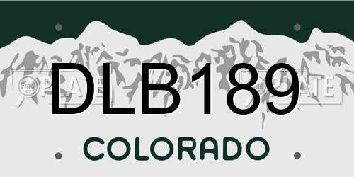 DLB189 Colorado License Plate