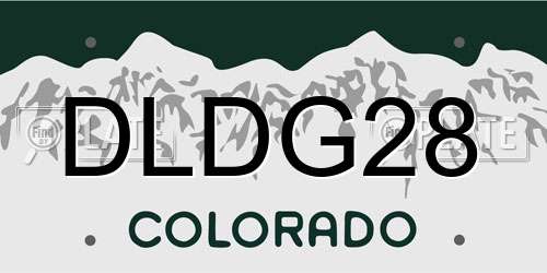 DLDG28 Colorado License Plate
