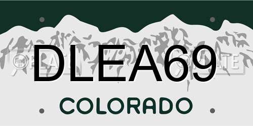 DLEA69 Colorado License Plate