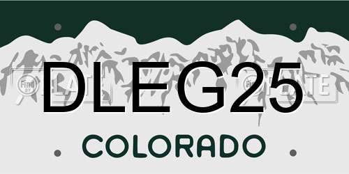DLEG25 Colorado License Plate