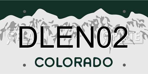 DLEN02 Colorado License Plate
