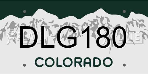 DLG180 Colorado License Plate