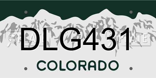 DLG431 Colorado License Plate