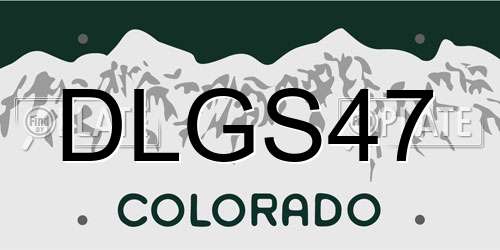 DLGS47 Colorado License Plate