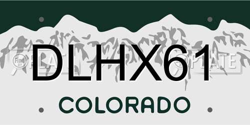 DLHX61 Colorado License Plate