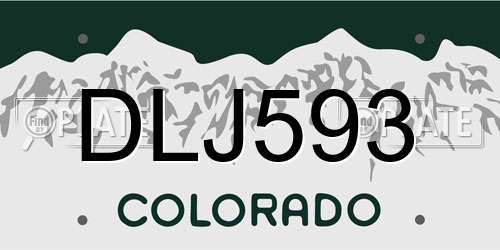 DLJ593 Colorado License Plate