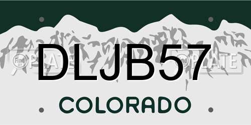 DLJB57 Colorado License Plate