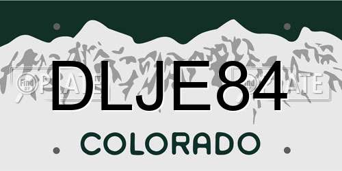 DLJE84 Colorado License Plate