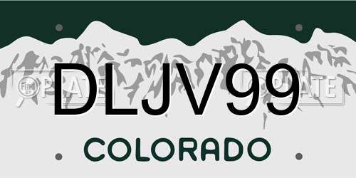 DLJV99 Colorado License Plate