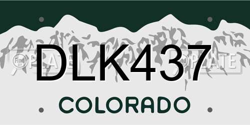 DLK437 Colorado License Plate