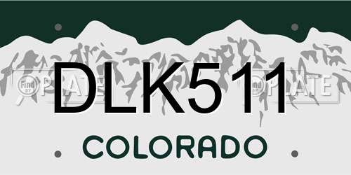 DLK511 Colorado License Plate
