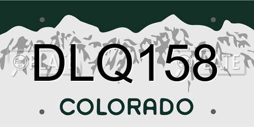 DLQ158 Colorado License Plate
