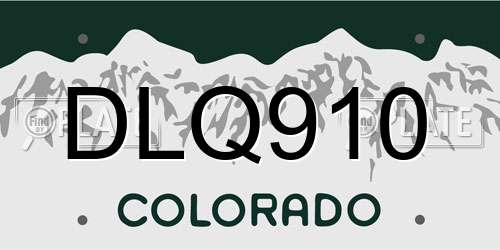 DLQ910 Colorado License Plate