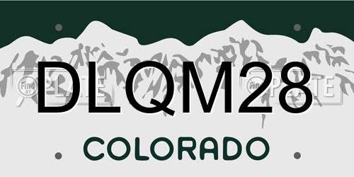 DLQM28 Colorado License Plate