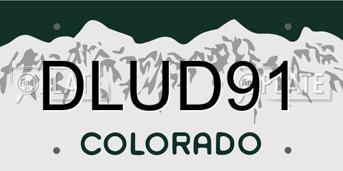 DLUD91 Colorado License Plate