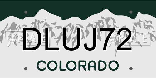 DLUJ72 Colorado License Plate