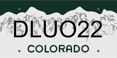 DLUO22 Colorado License Plate