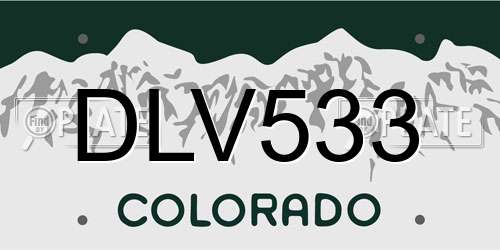 DLV533 Colorado License Plate
