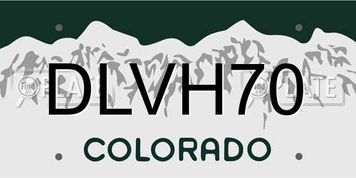 DLVH70 Colorado License Plate