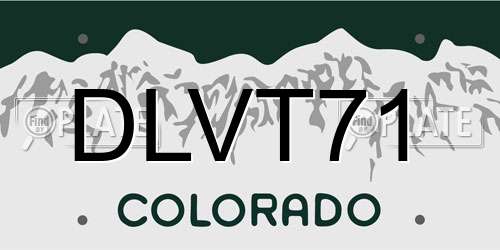 DLVT71 Colorado License Plate