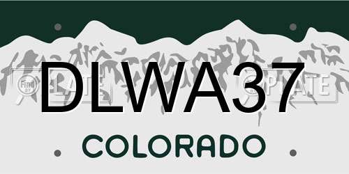 DLWA37 Colorado License Plate